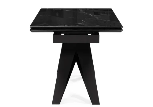 Стеклянный стол Блэкберн 160(220)х90 черный мрамор / черный 553574 Woodville столешница чёрная из стекло фото 4
