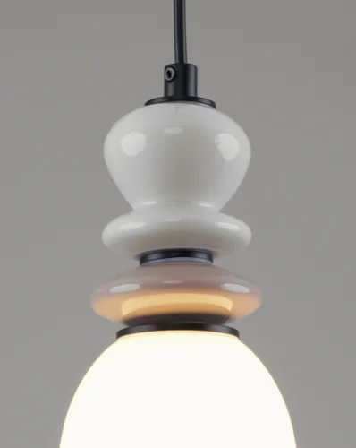 Светильник подвесной LED Glaze V11699-PL Moderli белый на 1 лампу, основание чёрное в стиле современный фото 4