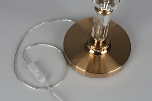 Настольная лампа Dimaro OML-87814-01 Omnilux бежевая на 1 лампу, основание хром стекло металл в стиле классический фото 2