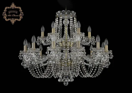 Люстра подвесная хрустальная 11.26.12+6.300.2d.Br.B Bohemia Art Classic прозрачная на 18 ламп, основание бронзовое в стиле классика 