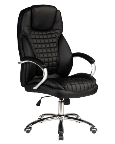 Офисное кресло для руководителей 114B-LMR CHESTER, цвет чёрный Dobrin, чёрный/экокожа, ножки/металл/хром, размеры - 1180*1250***680*730 фото 2