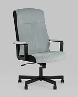 Кресло руководителя TopChairs ST-DOMINGO (Спинка и сиденье серо-голубая ткань Light-28 УТ000036498 Stool Group, голубой/велюр, ножки/металл/чёрный, размеры - *****