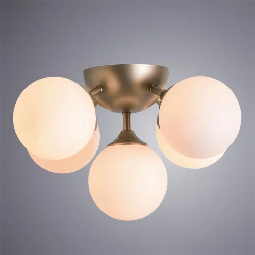 Люстра потолочная Merry A2704PL-5SG Arte Lamp белая на 5 ламп, основание матовое золото в стиле современный шар фото 2