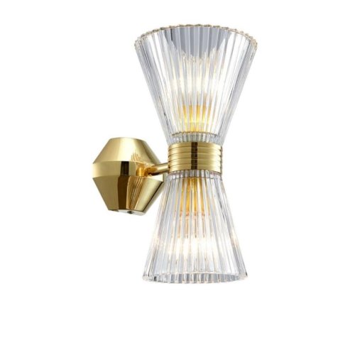 Бра Elinor APL.801.01.02 Aployt прозрачный на 2 лампы, основание золотое в стиле современный 
