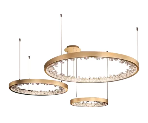 Люстра подвесная LED Рами 07668-80+60+40,36 Kink Light прозрачная латунь на 1 лампу, основание латунь в стиле современный кольца