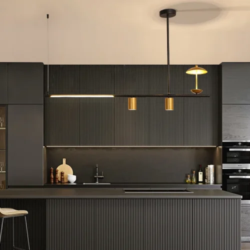 Светильник подвесной HETLEY B L4 Gold Black 203911-23 ImperiumLoft чёрный на 4 лампы, основание золотое в стиле современный фото 5