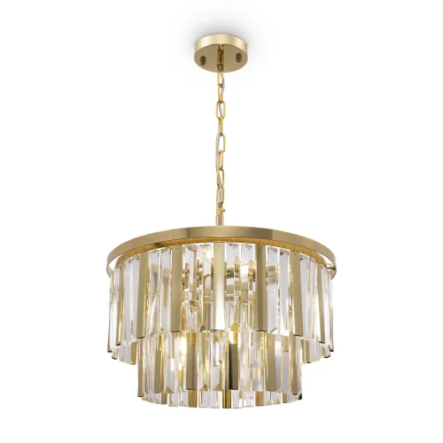 Люстра подвесная Viviane FR11001PL-08G Freya прозрачная на 8 ламп, основание золотое в стиле классический арт-деко 