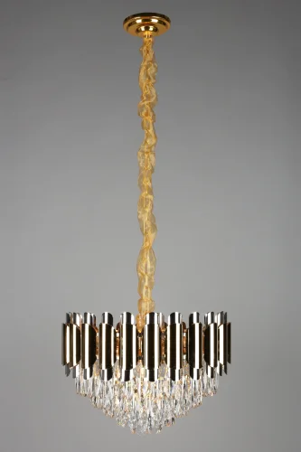 Люстра подвесная хрустальная Malgrate OML-81403-08 Omnilux прозрачная на 8 ламп, основание золотое в стиле классический  фото 2