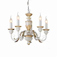 Люстра подвесная FIRENZE SP5 BIANCO ANTICO Ideal Lux без плафона на 5 ламп, основание белое золотое в стиле классический 