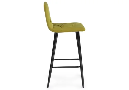 Барный стул Stich khaki 15055 Woodville, зелёный/велюр, ножки/металл/чёрный, размеры - ****430*480 фото 3