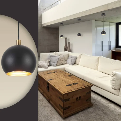 Светильник подвесной DONDOO 3635/1 Lumion чёрный 1 лампа, основание чёрное в стиле минимализм шар фото 3