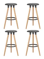 Табурет барный набор 4 шт. SET-4 652PP-LMZL ROYCE, цвет сиденья темно-серый (GR-04), цвет основания светлый бук Dobrin, /полимер, ножки/металл/дерево/светлый бук, размеры - *770***470*470