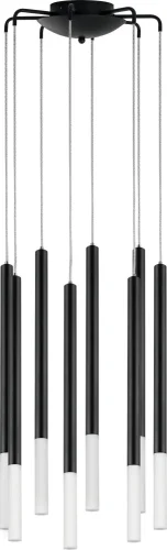 Светильник подвесной LED Tubo L8T747137 Lightstar чёрный на 5 ламп, основание чёрное в стиле минимализм современный трубочки