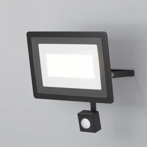 Прожектор LED с датчиком движения Flood FL001-L50B6KSR Maytoni уличный IP чёрный 1 лампа, плафон прозрачный в стиле современный хай-тек LED