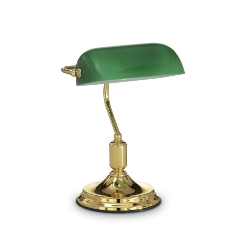 Настольная лампа LAWYER TL1 OTTONE Ideal Lux зелёная 1 лампа, основание латунь металл в стиле классический 