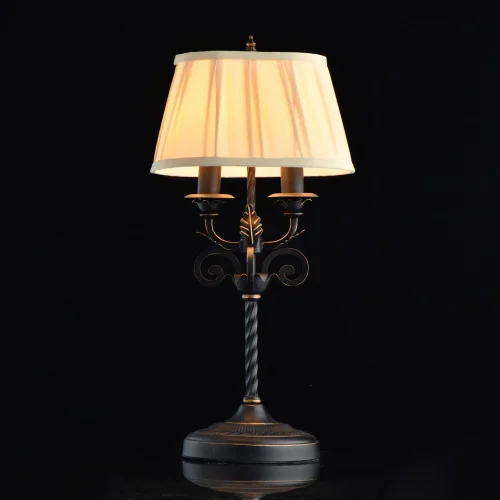 Настольная лампа Виктория 401030702 Chiaro бежевая 2 лампы, основание чёрное металл в стиле кантри  фото 2