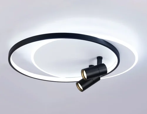 Светильник потолочный LED с пультом FL51392 Ambrella light чёрный белый 1 лампа, основание белое в стиле хай-тек современный с пультом фото 6