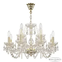 Люстра подвесная 119/8+4/200 G Bohemia Ivele Crystal без плафона на 12 ламп, основание золотое прозрачное в стиле классический sp