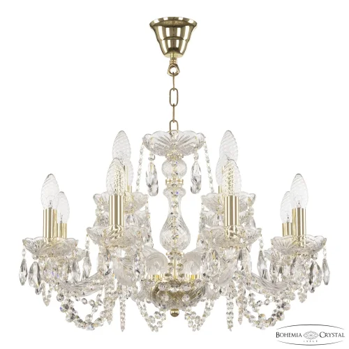 Люстра подвесная 119/8+4/200 G Bohemia Ivele Crystal без плафона на 12 ламп, основание золотое прозрачное в стиле классический sp