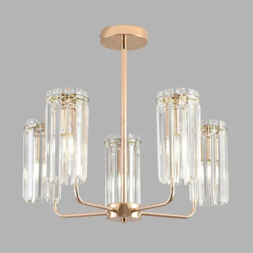 Люстра потолочная хрустальная Favla 8347/5 Lumion прозрачная на 5 ламп, основание золотое в стиле классический фото 4 Люстра потолочная хрустальная Favla 8347/5 Lumion прозрачная на 5 ламп, основание золотое в стиле классический фото 4