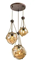 Светильник подвесной лофт Tiko 15859-3H Globo коричневый прозрачный 1 лампа, основание коричневое в стиле лофт каскад шар