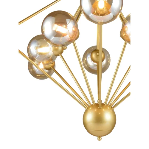 Люстра подвесная STUTTGART 91006/10C GOLD Natali Kovaltseva прозрачная янтарная на 10 ламп, основание золотое в стиле лофт современный шар фото 3