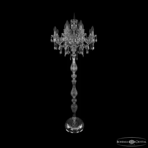 Торшер 1415T1/8+4/200-165 Ni Bohemia Ivele Crystal sp без плафона на 12 ламп, основание прозрачное никель в стиле классический 