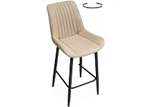 Полубарный стул Седа К крутящийся бежевый / черный 520602 Woodville, бежевый/велюр, ножки/металл/чёрный, размеры - ****500*580
