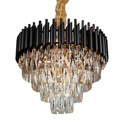 Люстра подвесная хрустальная Certaldo OML-81803-12 Omnilux прозрачная на 12 ламп, основание чёрное золотое в стиле классический  фото 2