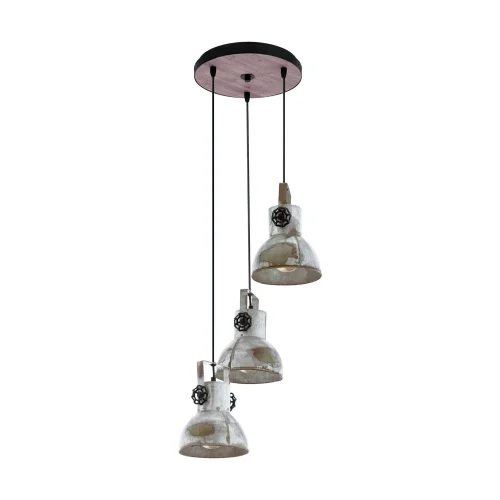 Светильник подвесной лофт Barnstaple 49647 Eglo серый 3 лампы, основание коричневое чёрное в стиле лофт 