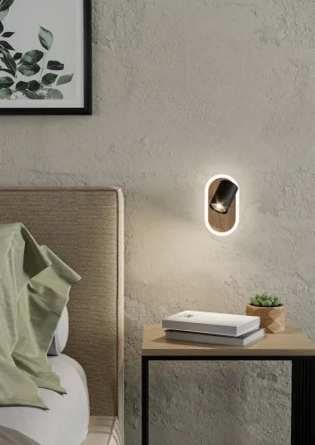 Бра LED Rimbocchi 901631 Eglo чёрный на 1 лампу, основание чёрное коричневое в стиле современный фото 2 Бра LED Rimbocchi 901631 Eglo чёрный на 1 лампу, основание чёрное коричневое в стиле современный фото 2