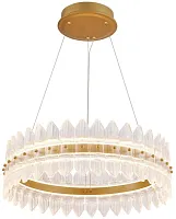 Светильник подвесной LED Mirabella 4754-5P Favourite прозрачный на 1 лампу, основание латунь в стиле современный кольца