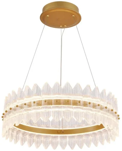 Светильник подвесной LED Mirabella 4754-5P Favourite прозрачный на 1 лампу, основание латунь в стиле современный кольца