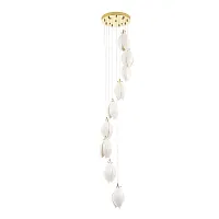 Светильник подвесной FLOWERS SP9 Crystal Lux белый 9 ламп, основание золотое в стиле флористика каскад