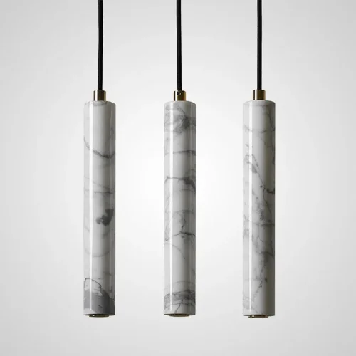 Светильник подвесной STONE MARBLE 141036-26 ImperiumLoft белый на 1 лампу, основание чёрное в стиле лофт фото 3