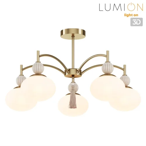 Люстра потолочная Gloriya 8272/5C Lumion белая на 5 ламп, основание латунь в стиле классический восточный фото 3