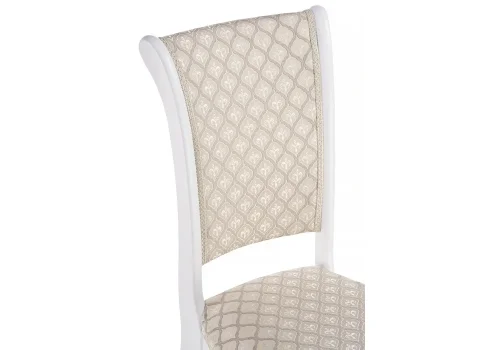 Деревянный стул Фабиано белый / бежевый 450681 Woodville, бежевый/ткань, ножки/массив березы дерево/белый, размеры - ****440*550 фото 5