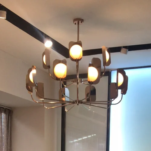 Люстра на штанге Chandeliers LEAF D80 101308-26 ImperiumLoft латунь на 4 лампы, основание латунь в стиле современный  фото 3