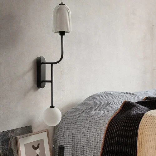 Настенный светильник OLLY B WALL 167684-26 ImperiumLoft белый на 1 лампу, основание чёрное в стиле современный фото 4 Настенный светильник OLLY B WALL 167684-26 ImperiumLoft белый на 1 лампу, основание чёрное в стиле современный фото 4