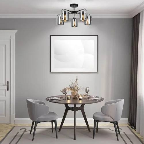 Люстра потолочная Elegant 671/5P Chrome Escada чёрная серая на 5 ламп, основание чёрное в стиле современный фото 2