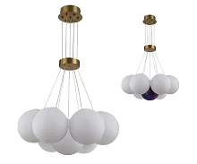 Люстра подвесная Алди 08475-7,20 Kink Light белая на 7 ламп, основание бронзовое в стиле современный молекула шар