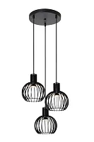 Светильник подвесной Mikaela 73400/13/30 Lucide чёрный 3 лампы, основание чёрное в стиле современный каскад