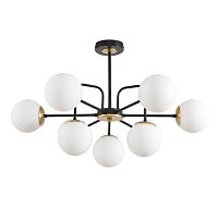 Люстра потолочная Elrona 8375/9C Lumion белая на 9 ламп, основание чёрное в стиле современный шар
