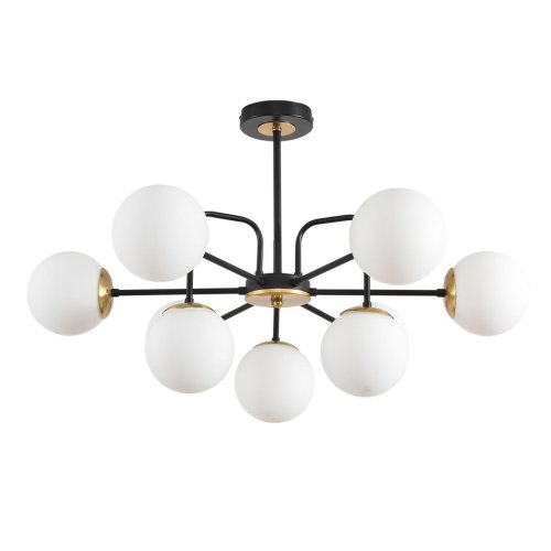 Люстра потолочная Elrona 8375/9C Lumion белая на 9 ламп, основание чёрное в стиле современный шар