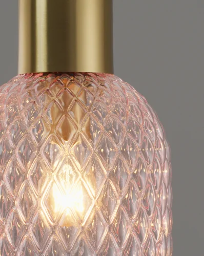 Светильник подвесной Sunset V10920-P Moderli розовый 1 лампа, основание золотое в стиле современный выдувное фото 4