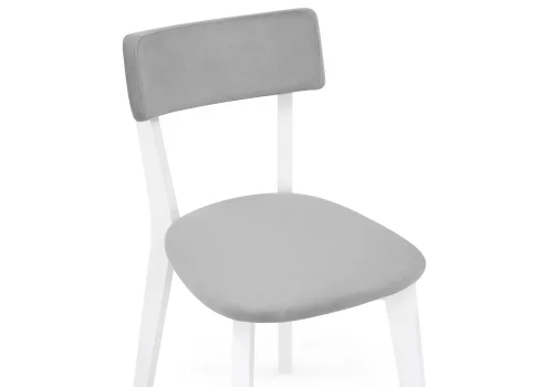 Деревянный стул Гилмар серый велюр / белый 515982 Woodville, серый/велюр, ножки/массив бука дерево/белый, размеры - ****440*560 фото 5