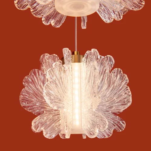 Светильник подвесной LED Flower FR5579PL-L40BS Freya прозрачный на 1 лампу, основание латунь в стиле современный каскад фото 11