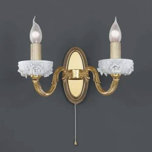 Бра c выключателем A 9111/2 Reccagni Angelo без плафона на 2 лампы, основание золотое в стиле классический 