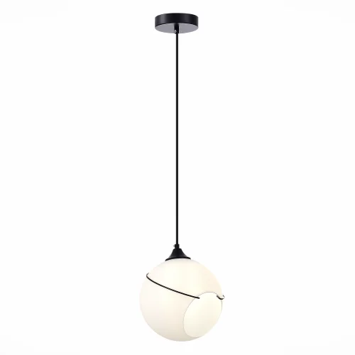 Светильник подвесной Satturo SLE103143-01 Evoluce белый 1 лампа, основание чёрное в стиле лофт кантри шар