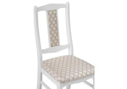 Деревянный стул Киприан белый / бежевый 450676 Woodville, бежевый/ткань, ножки/дерево/белый, размеры - ****420*500 фото 5